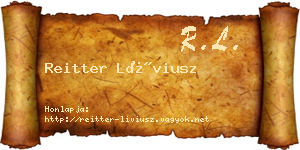 Reitter Líviusz névjegykártya